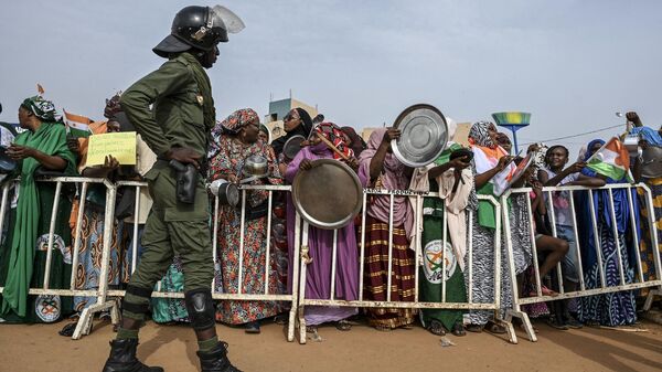 Протест возле возле авиабазы Франции в Ниамее, Нигер