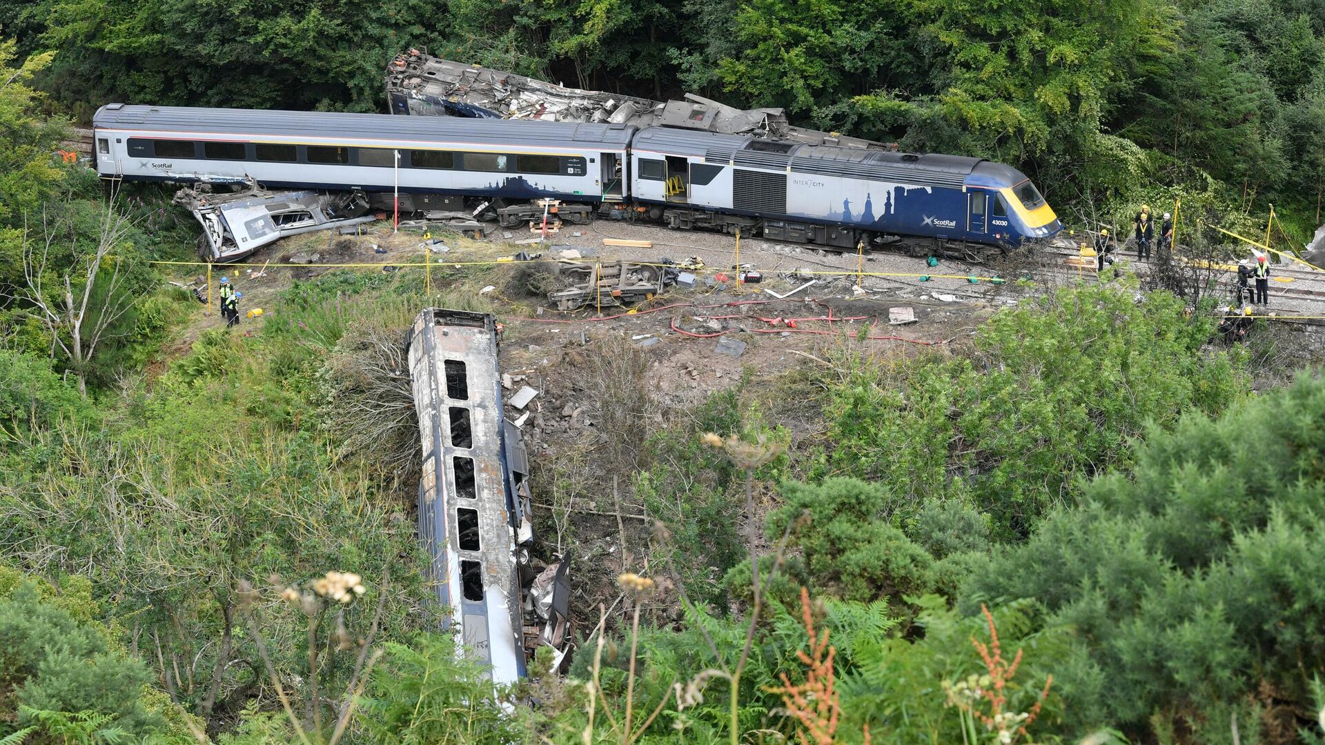 Место крушения поезда возле Стонхейвена на северо-востоке Шотландии. 12 августа 2020 - РИА Новости, 1920, 08.09.2023