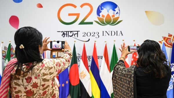 Международный медиацентр G20 в Нью-Дели