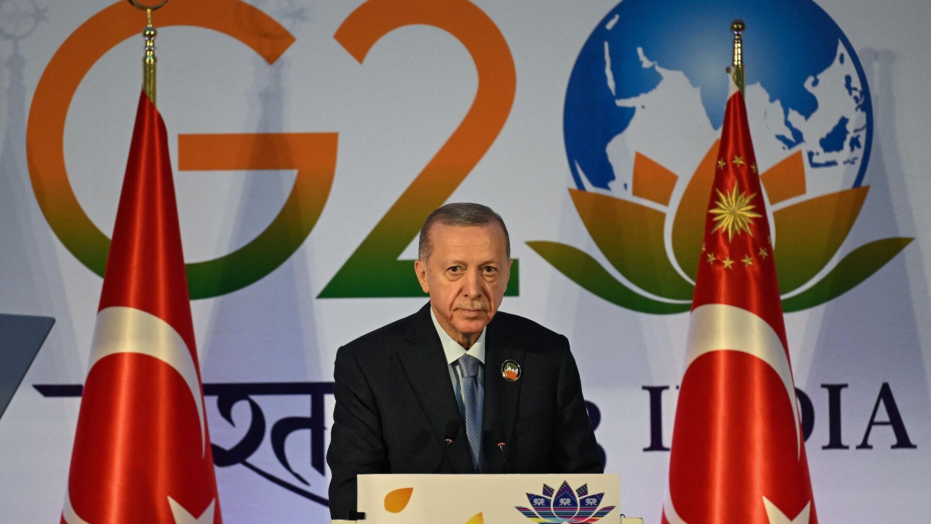 Президент Турции Реджеп Тайип Эрдоган на саммите G20 в Нью-Дели - РИА Новости, 1920, 11.09.2023