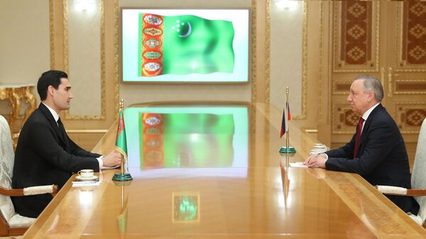 Президент Туркменистана Сердар Бердымухамедов и губернатор Санкт‑Петербурга Александр Беглов во время встречи