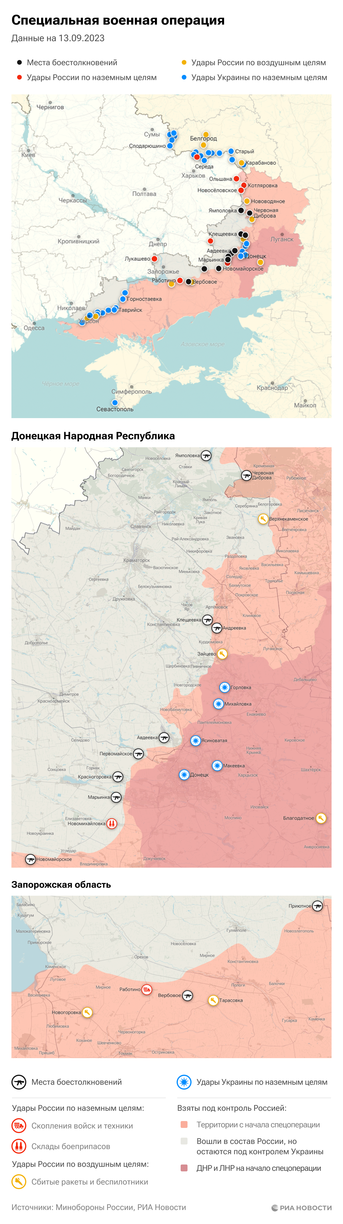 Карта спецоперации Вооруженных сил России на Украине на 13.09.2023