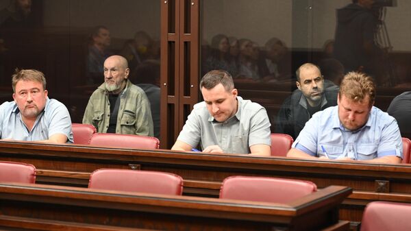 Подсудимые на заседании суда по уголовному делу о первом покушении на убийство первого главы ДНР Александра Захарченко. 19 сентября 2023