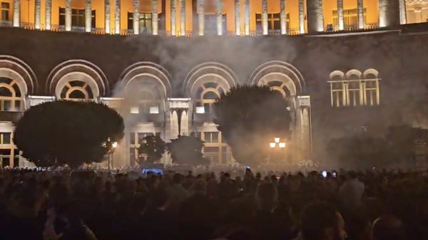 Применение светошумовых гранат у здания правительства в Армении
