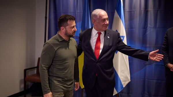 Президент Украины Владимир Зеленский и премьер-министр Израиля Биньямин Нетаньяху во время встречи в Нью-Йорке. 19 сентября 2023