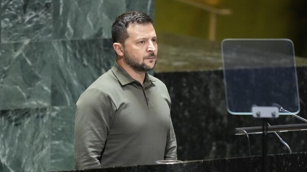 Владимир Зеленский во время выступления на Генеральной ассамблее ООН