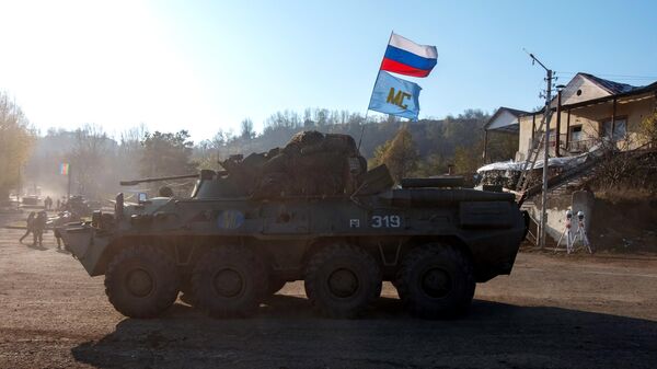 Бронетранспортер БТР-82А российских миротворческих сил