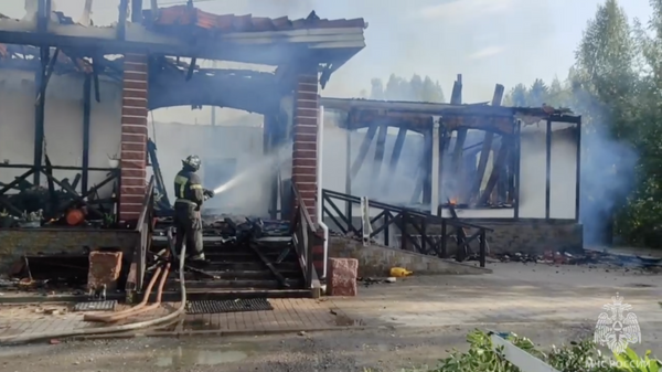 Пожар на конюшне детской конной академии во Ленинградской области