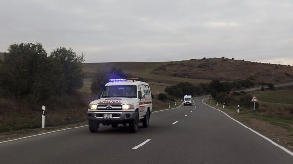 Автомобили скорой помощи едут по дороге из села Корнидзор