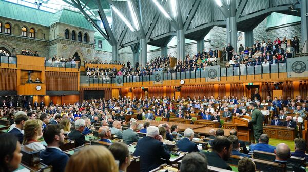 Зал палаты общин Канады во время выступления президента Украины Владимира Зеленского