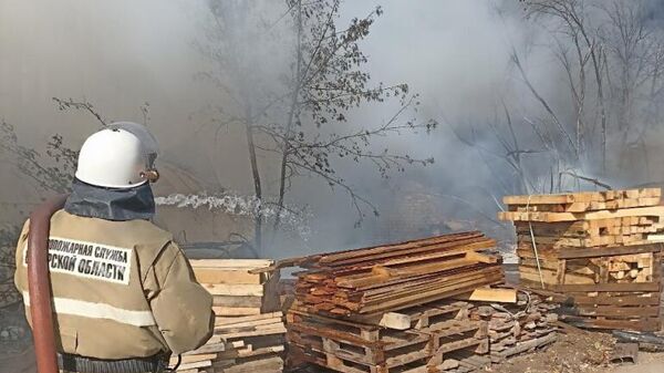 Пожар на пилораме в Самарской области