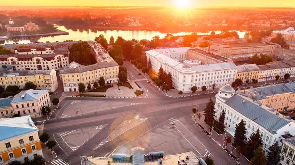 Вид на площадь Михаила Тверского с телевизионной вышки в Твери