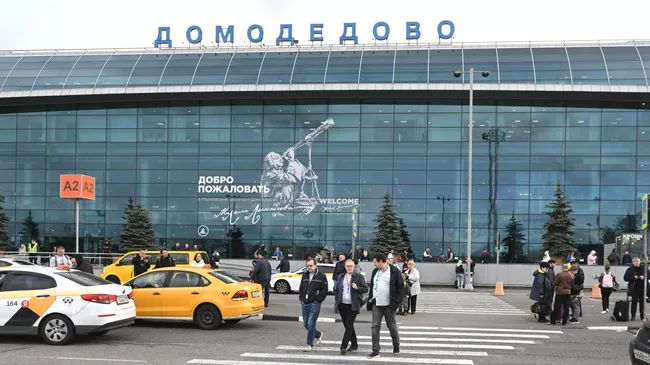 Пассажиры возле аэропорта Домодедово