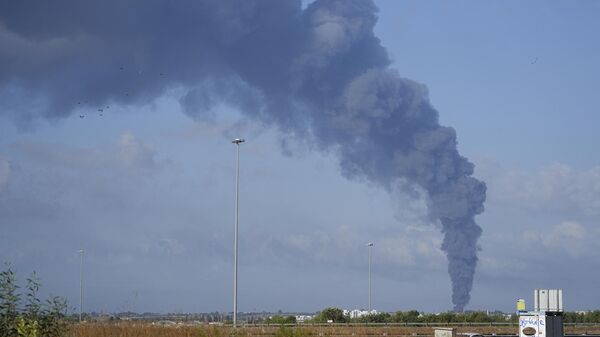 Smoke at the explosion site in southern Israel