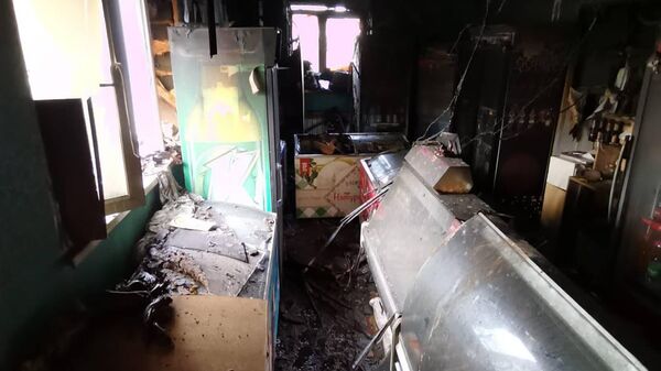 Последствия пожара в магазине Куйбышевского района в Новокузнецке