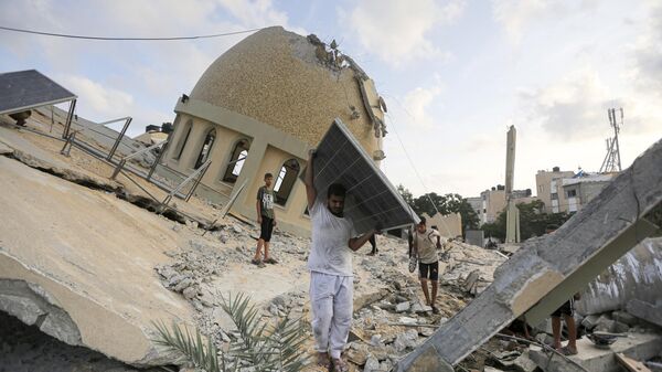 Мечеть, разрушенная в результате авиаудара ВВС Израиля по сектору Газа
