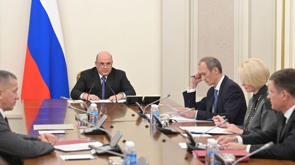 Председатель правительства РФ Михаил Мишустин проводит совещание c вице-премьерами РФ. 9 октября 2023