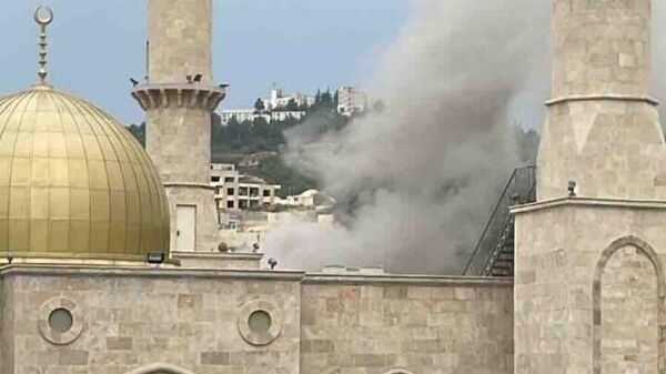Дым рядом с мечетью имени Кадырова в израильском Абу-Гоше