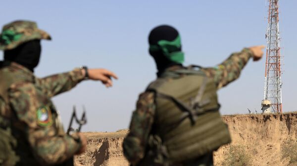 Палестинские бойцы вооруженного крыла движения ХАМАС