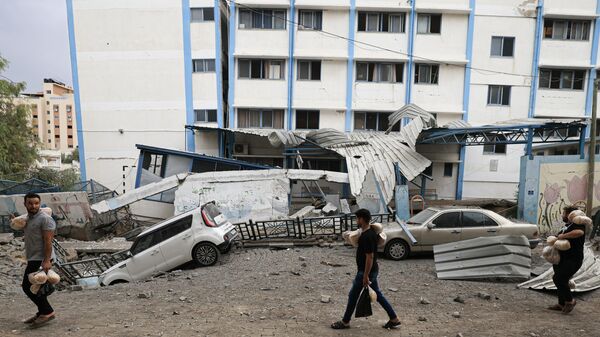 Здание миссии ООН в Газе после авиаударов со стороны Израиля