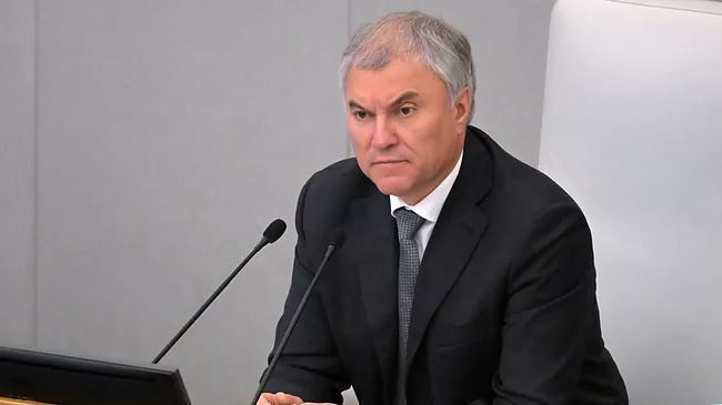 Председатель Государственной думы России Вячеслав Володин на пленарном заседании Государственной думы России