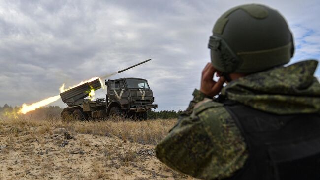 Боевая работа РСЗО Град в зоне проведения спецоперации