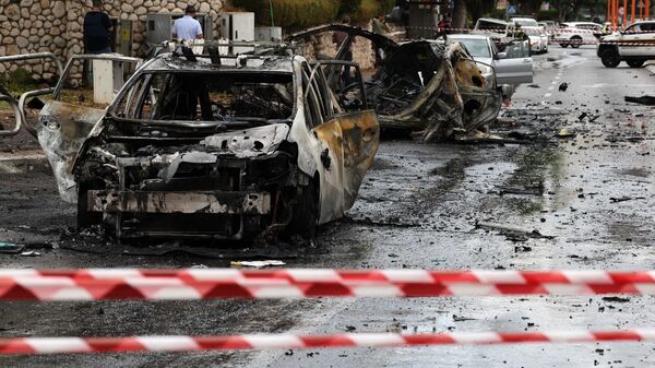 Сгоревшие автомобили в израильском Ашдоде