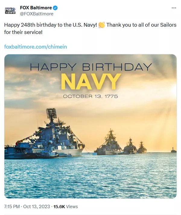 Поздравление ВМС США от Fox Baltimore