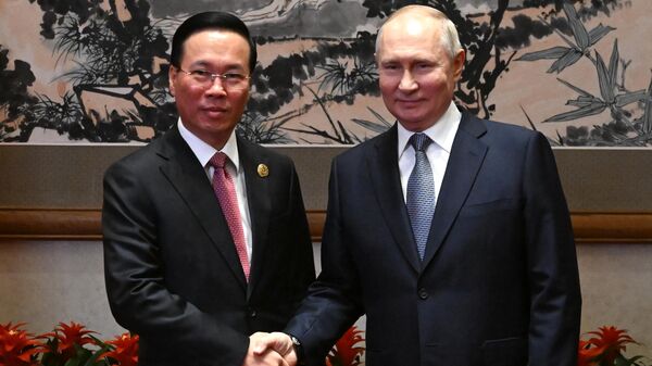 Президент РФ Владимир Путин и президент Вьетнама Во Ван Тхыонг во время встречи в Пекине