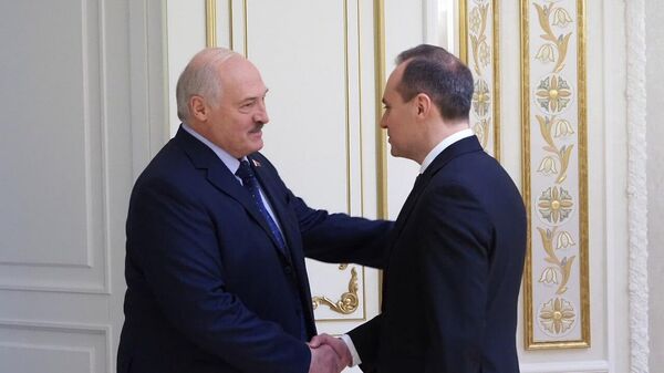 Президент Белоруссии Александр Лукашенко и глава Мордовии Артем Здунов во время встречи в Минске