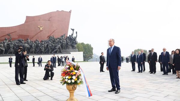 Министр иностранных дел России Сергей Лавров во время визита в Пхеньян