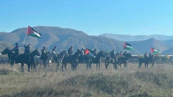 Конный поход в поддержку Палестины в Карабудахкентском районе Дагестана