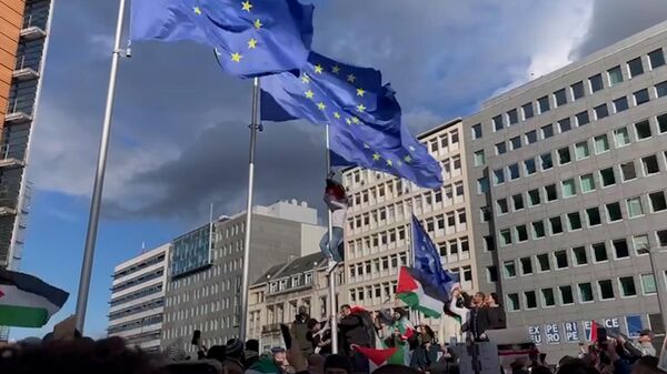 Демонстрация в поддержку Палестины в Брюсселе