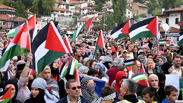 Акция в поддержку Палестины в Сараево. 22 октября 2023