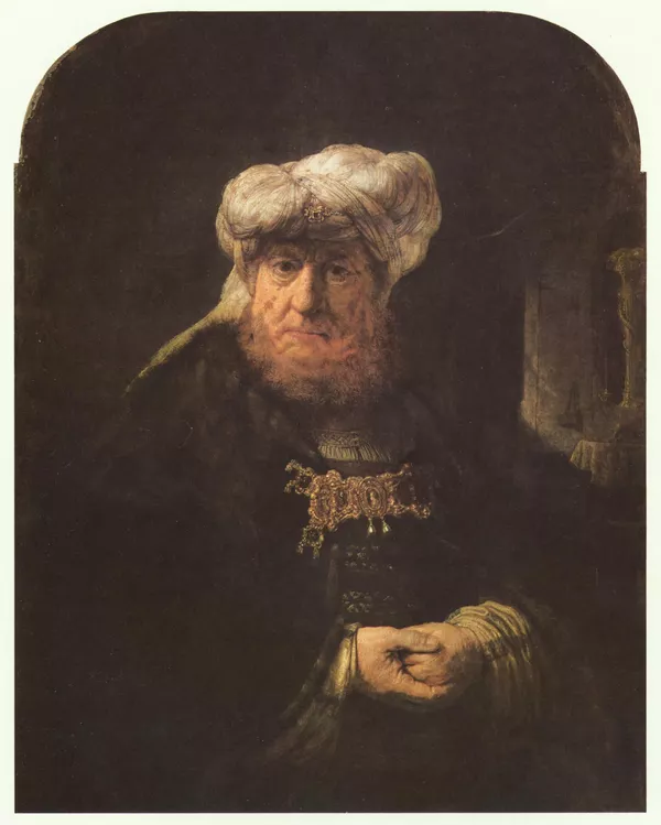 Репродукция картины Рембрандта Царь Озия, пораженный проказой