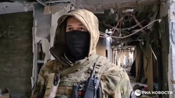 Командир группы из спецназа Ахмат с позывным Аид, выполняющий боевые задачи у Белогоровки в Донбассе