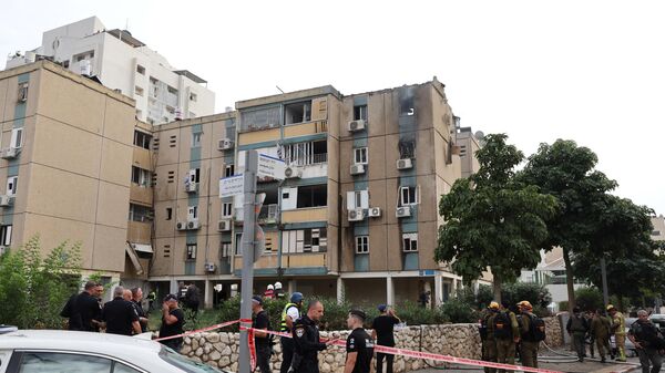 Дом в Тель-Авиве, поврежденный в результате обстрела со стороны сектора Газа