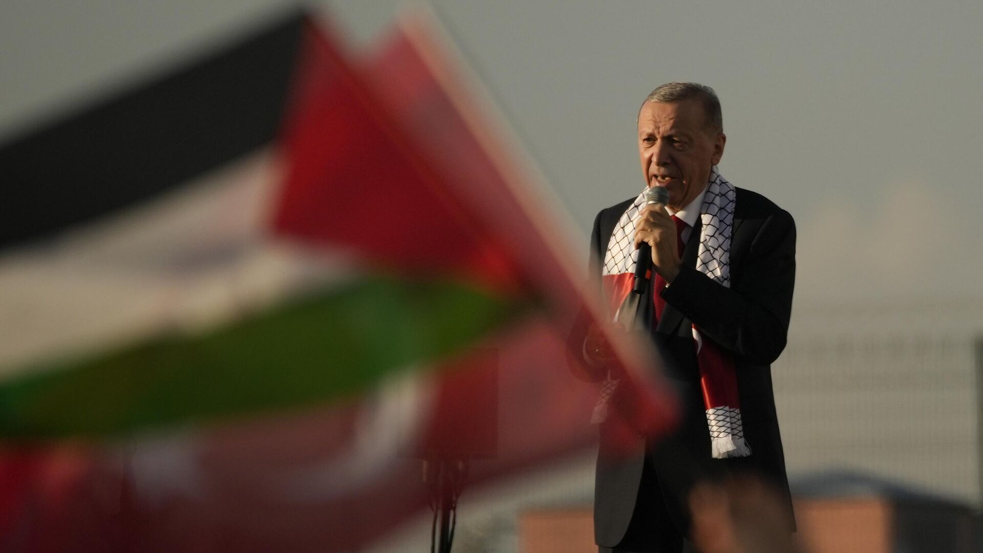 Президент Турции Реджеп Тайип Эрдоган на митинге в поддержку Палестины в Стамбуле - РИА Новости, 1920, 04.02.2024