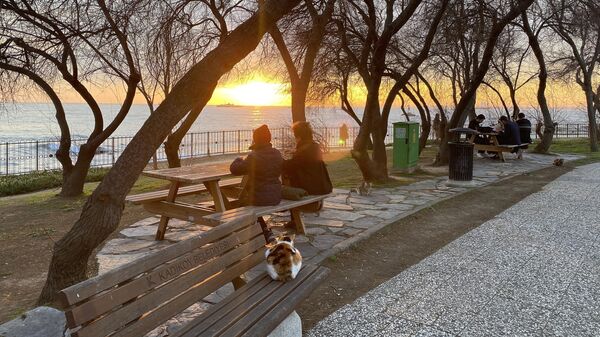 Закат в парке Фенербахче в Стамбуле