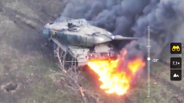 Уничтоженный танк Leopard. Архивное фото