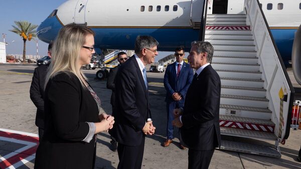 Госсекретарь США Энтони Блинкен после прибытия в аэропорт Бен Гурион