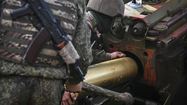 Боевая работа 152-мм пушки 2А3б Гиацинт-Б на Краснолиманском направлении СВО
