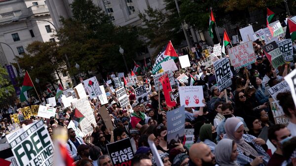 Пропалестинский митинг на площади Свободы в Вашингтоне. 4 ноября 2023