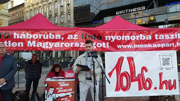 Митинг Венгерской рабочей партии в Будапеште за мирное урегулирование конфликта на Украине