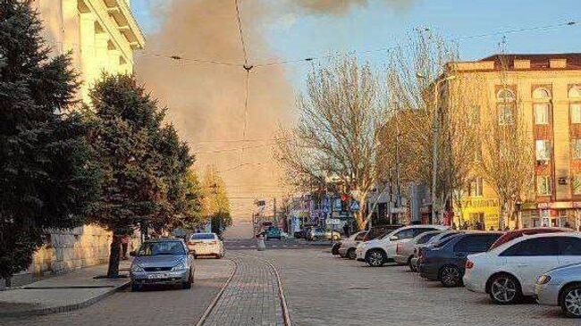 Последствия взрыва в Донецке