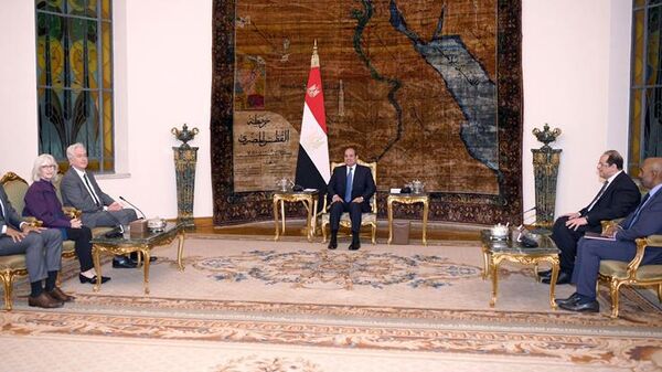 Президент Египта Абдель Фаттах ас-Сиси и директор ЦРУ Уильям Бернс во время встречи. 7 ноября 2023