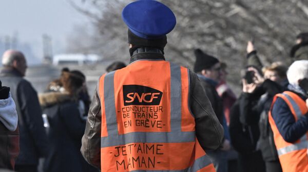 Акция представителей профсоюзов и сотрудников SNCF