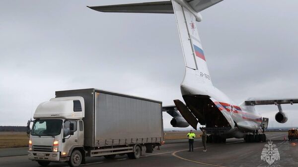 Самолёт Ил-76 МЧС России, доставивший гуманитарный груз на территорию Арабской Республики Египет для жителей сектора Газа