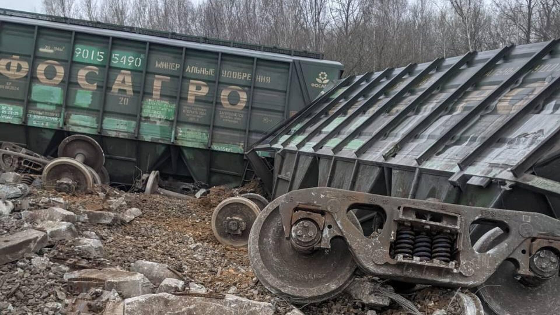  Сход вагонов на перегоне Рыбное- Блокпост 204 км - РИА Новости, 1920, 23.01.2024