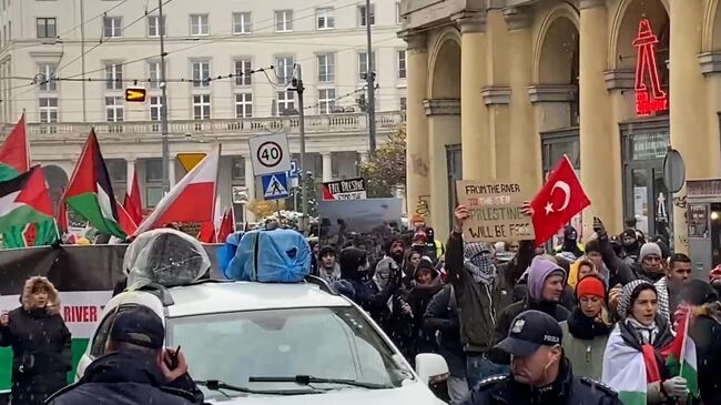 Пропалестинский марш в центре Варшавы